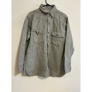 Vintage 1950's 60's L.L. Bean Gray Wool Nylon Button Shirt Jacket Men's size L